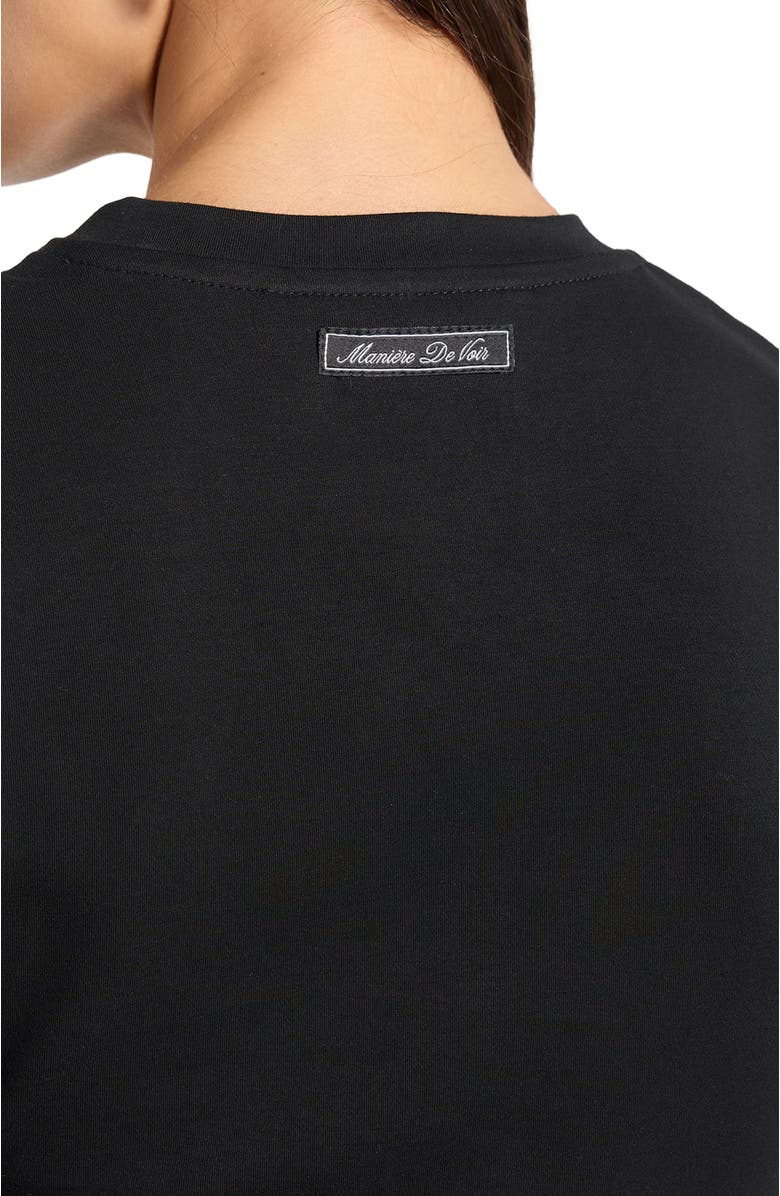 Manière De Voir Pauline Ruched Asymmetric Cotton T-Shirt, Alternate, color, Black