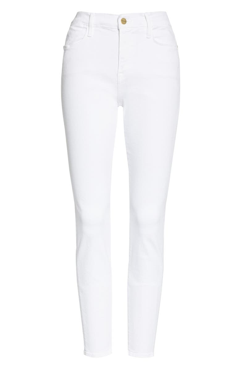 FRAME High Waist Ankle Skinny Jeans, Alternate, color, Blanc