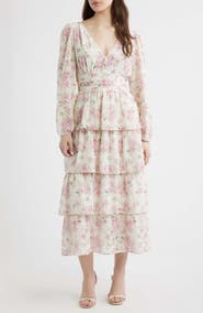 LAYERED WITH LOVE Eliana Floral Print Embroidered Long Sleeve Maxi Dress