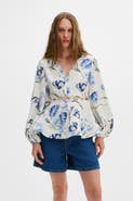 Malina Maya Scalloped Balloon Sleeve Blouse