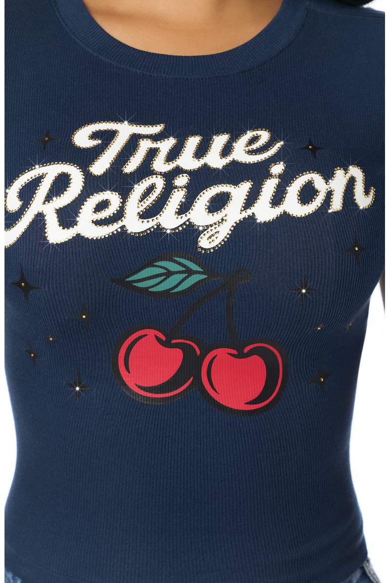 Cherry Graphic Baby Tee, Alternate, color, DRESS BLUE