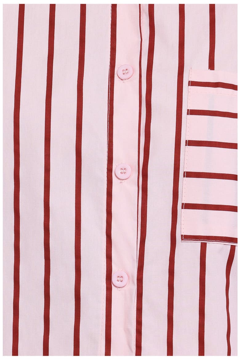 Ashlyn Striped Cotton 2-Piece Shorts Set, Alternate, color, PINK AND BURGUNDY STRIPE