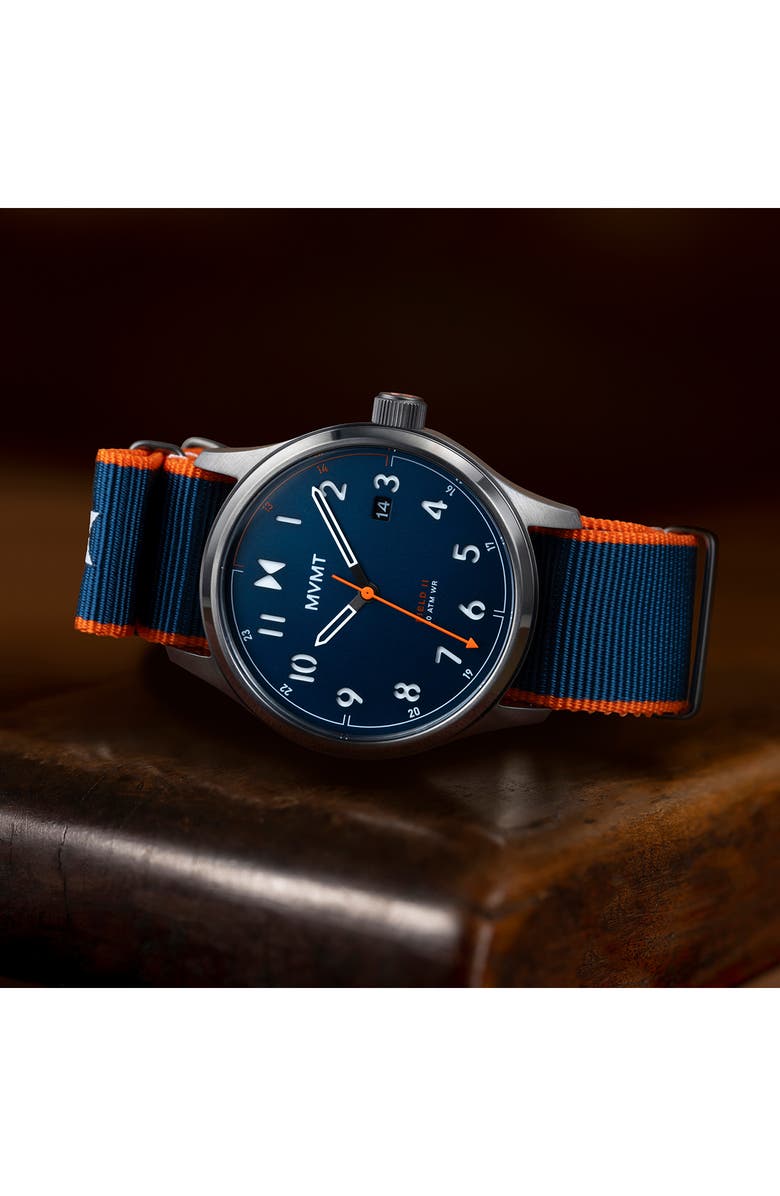 MVMT Field II Nylon Strap Watch, 41mm, Alternate, color, Blue