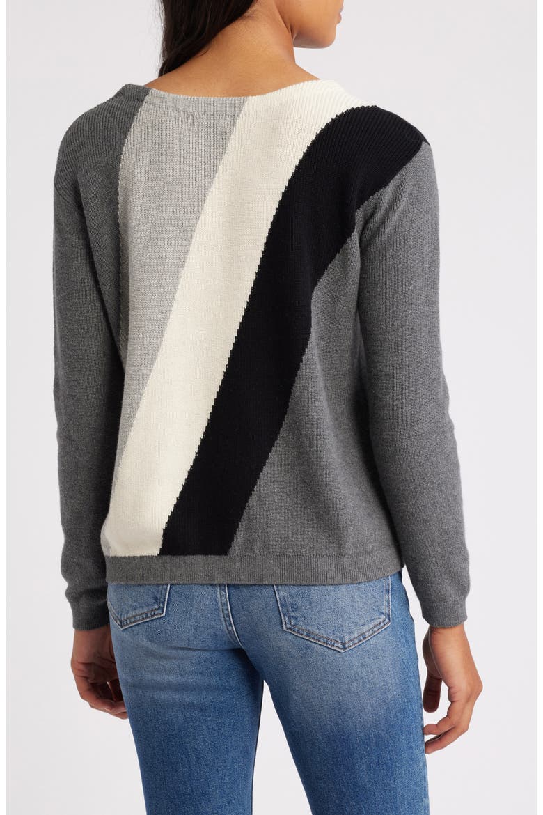 Devon Stripe Cotton & Cashmere Sweater, Alternate, color, GREY