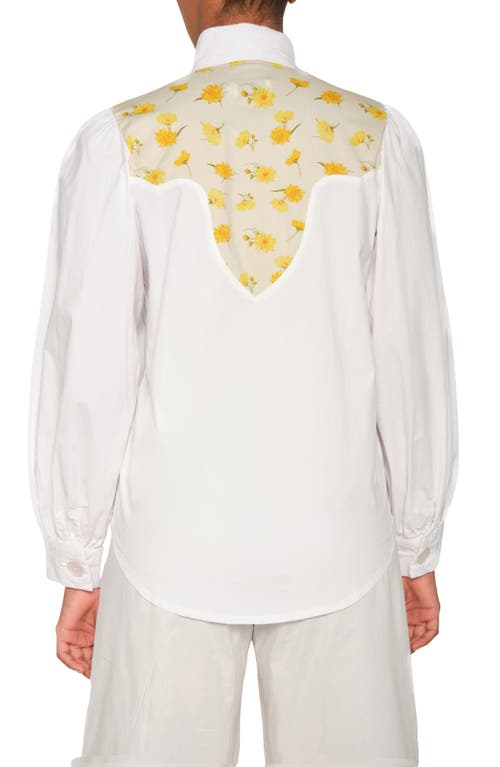 The Lulo Project Alamo Floral Panel Shirt In Yellow