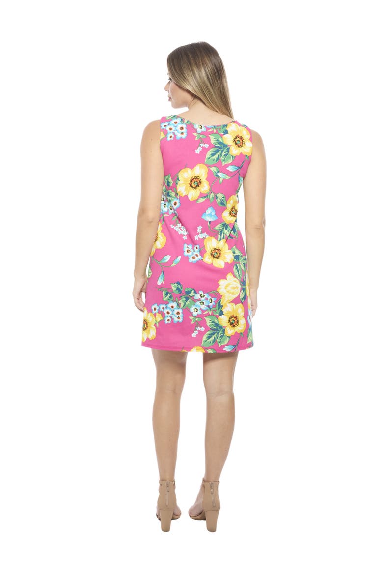 Womens Floral Round Neck Sleeveless A-Line Mini Shift Dress, Alternate, color, Pink Multi