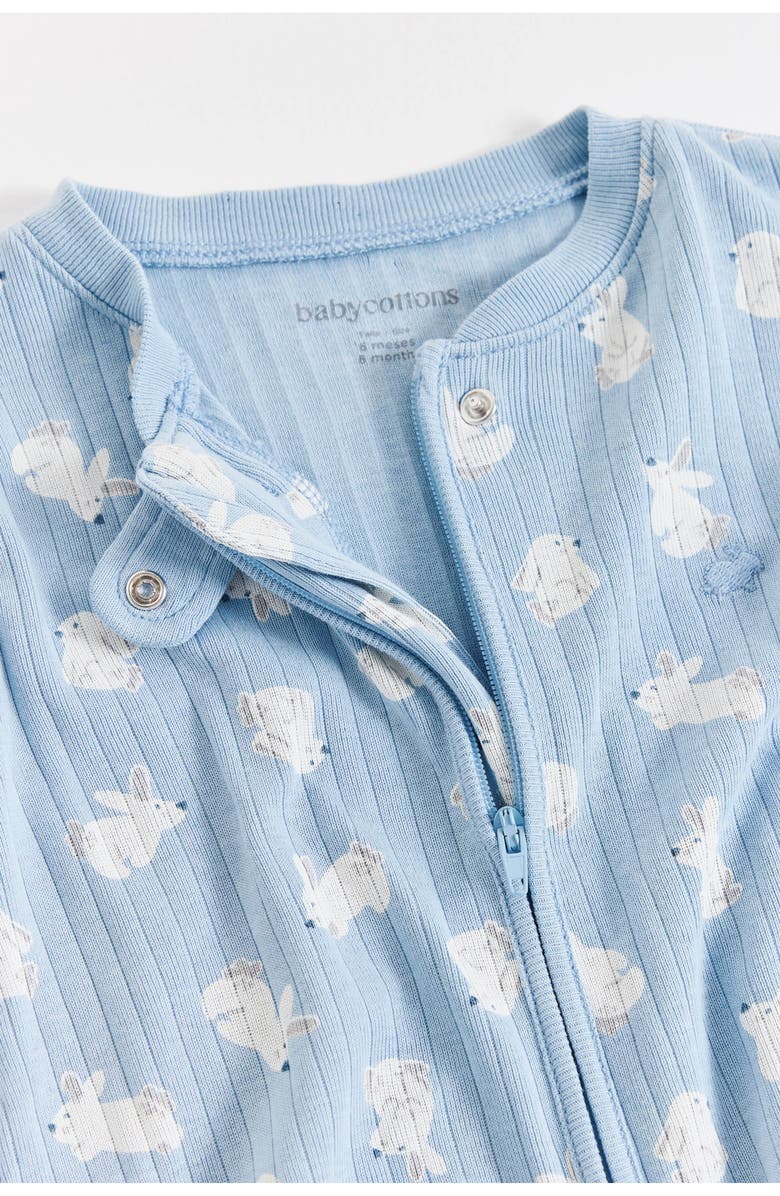 Babycottons Hoppers Zip Footed Pajama for Infant, Alternate, color, Light-Blue