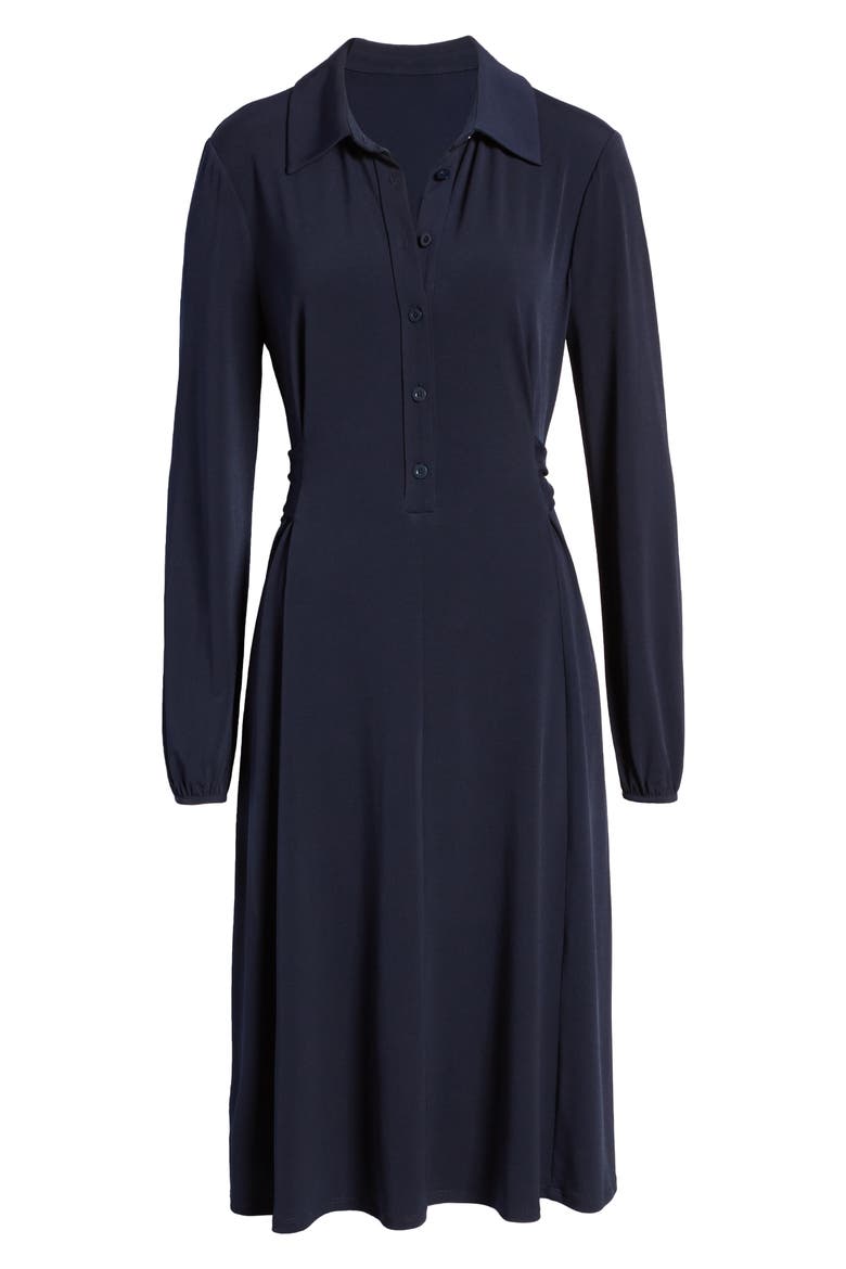 Sandrene Long Sleeve Jersey Shirtdress, Alternate, color, DARK NAVY