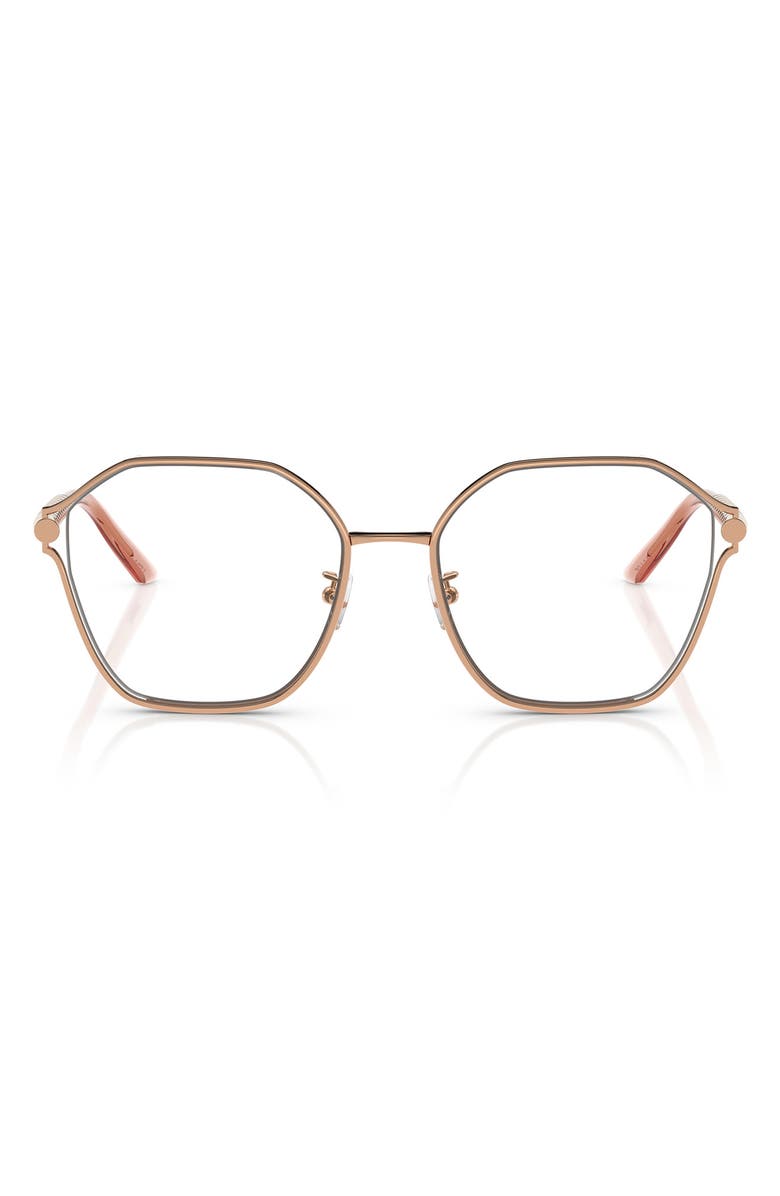 Versace 55mm Geometric Optical Glasses, Main, color, Rose Gold