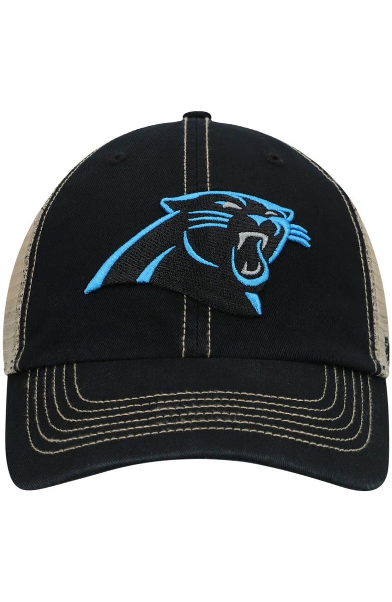 '47 Men's '47 Black/Natural Carolina Panthers Trawler Trucker Clean Up Snapback Hat, Alternate, color, 