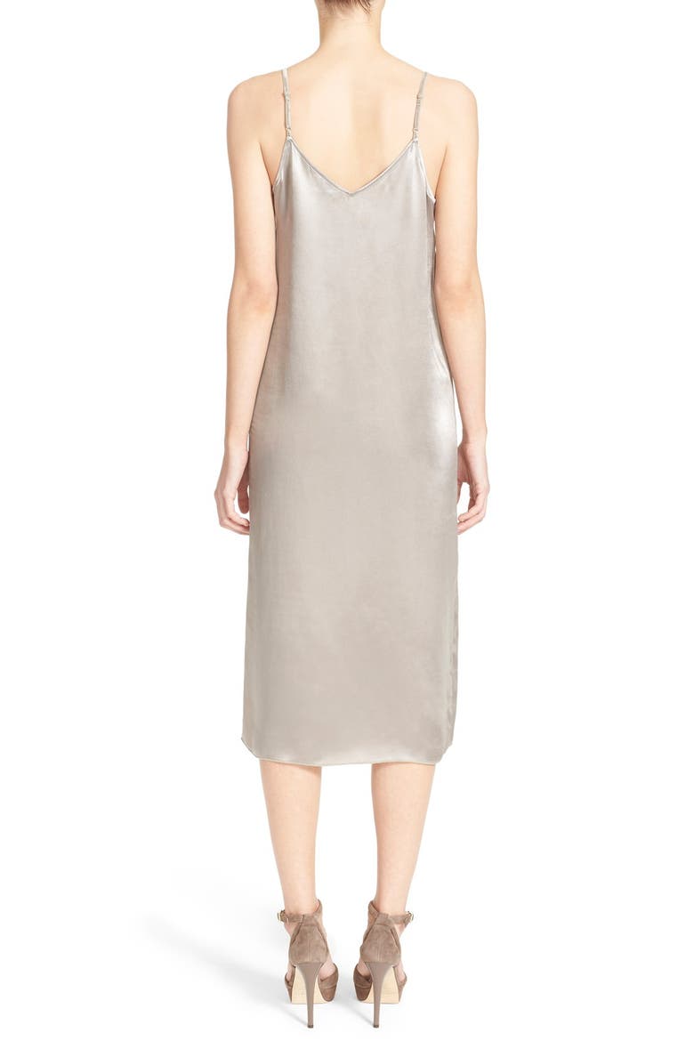 V-Neck Satin Slipdress, Alternate, color, SILVER