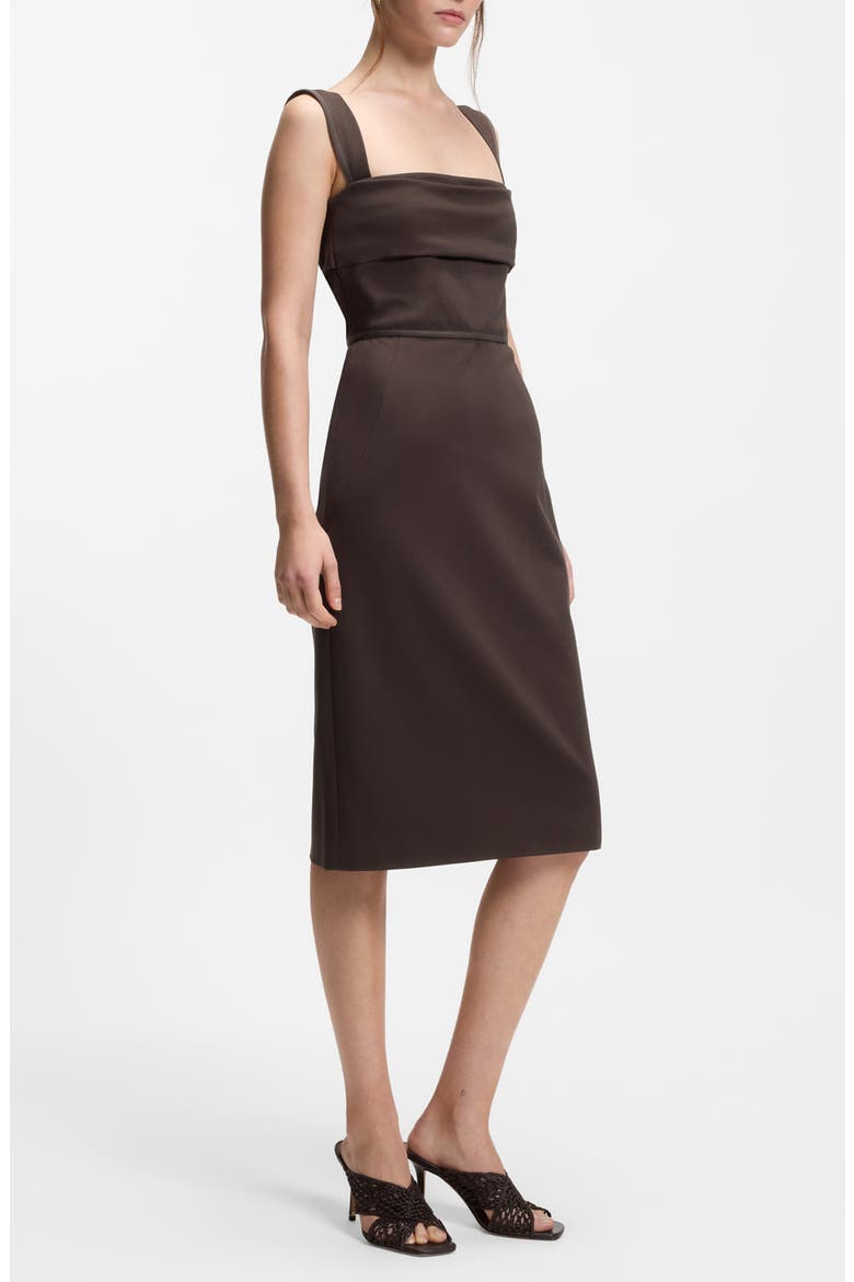 Layered Detail Slim Fit Jersey Dress, Alternate, color, CAVE BROWN