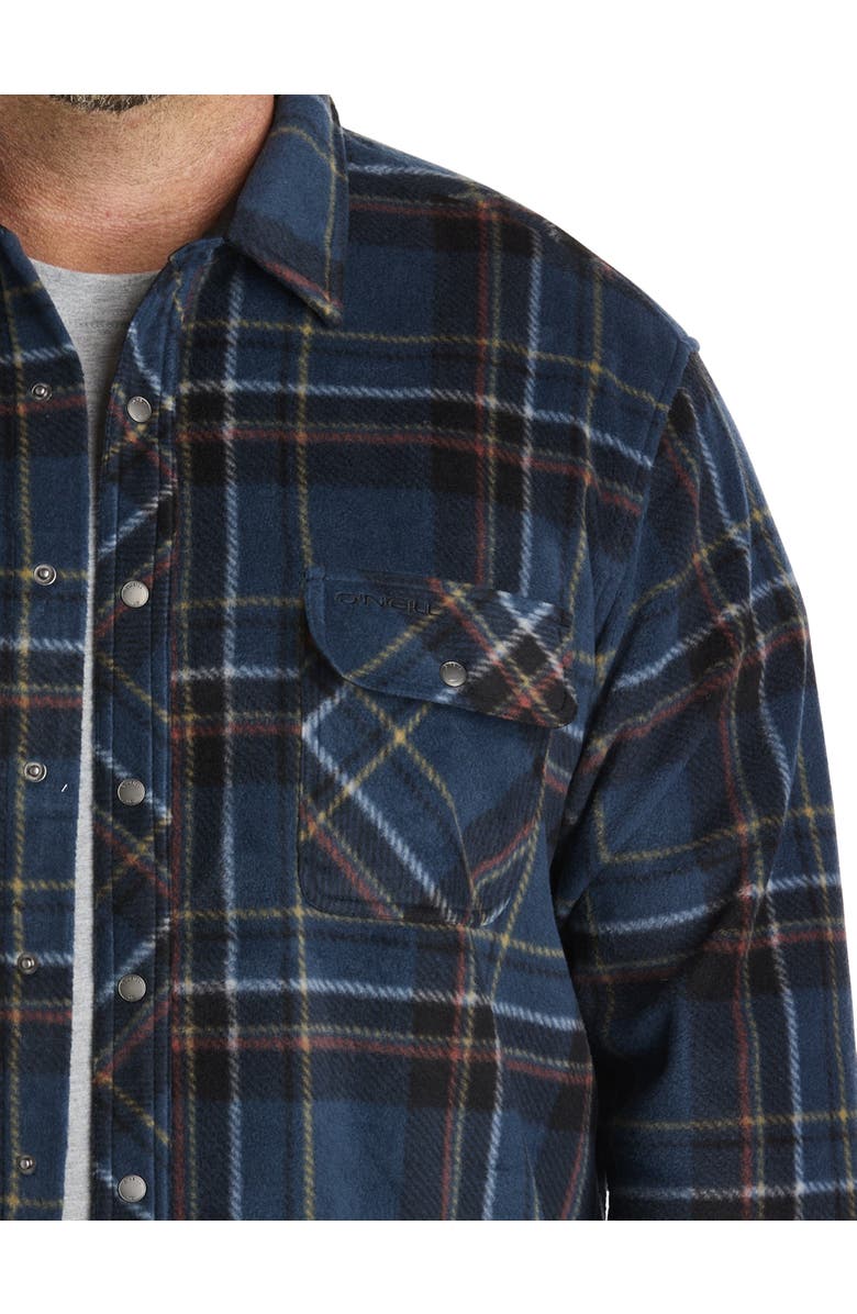 O'Neill Big & Tall Glacier Plaid Superfleece Flannel Shirt Jacket, Alternate, color, Midnight Navy