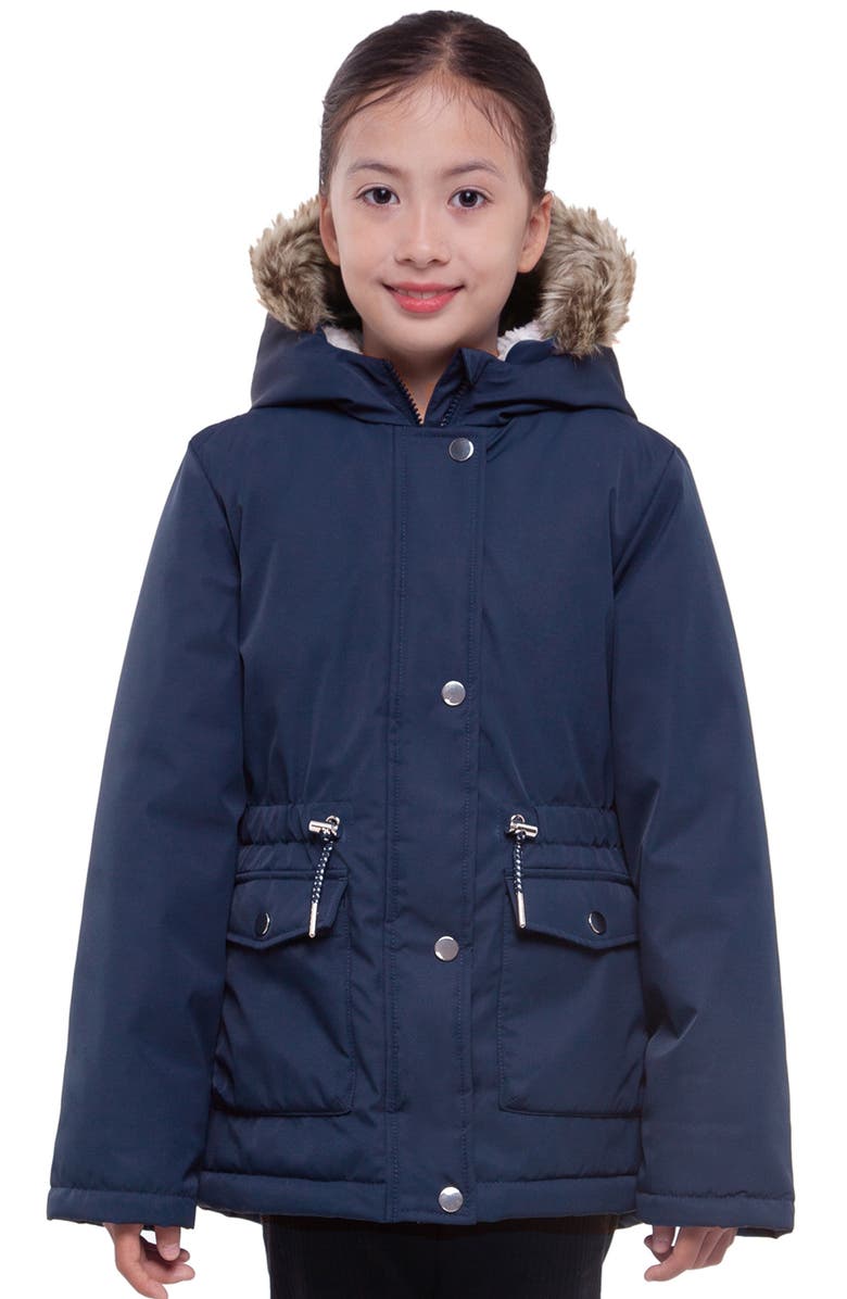 Rokka&Rolla Kids' Cozy Fleece-Lined Parka, Main, color, Navy