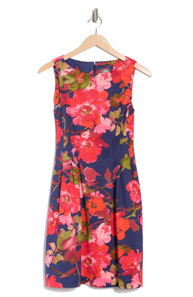 Vince Camuto Floral Sleeveless Scuba Knit Fit & Flare Dress, Alternate, color, Navy Multi