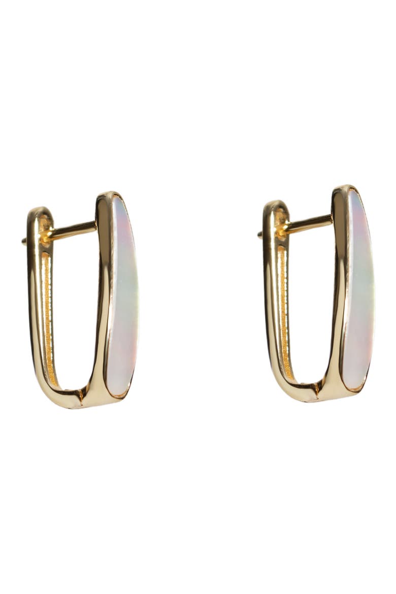 Mother-of-Pearl Oblong Hoop Earrings, Alternate, color, GOLD