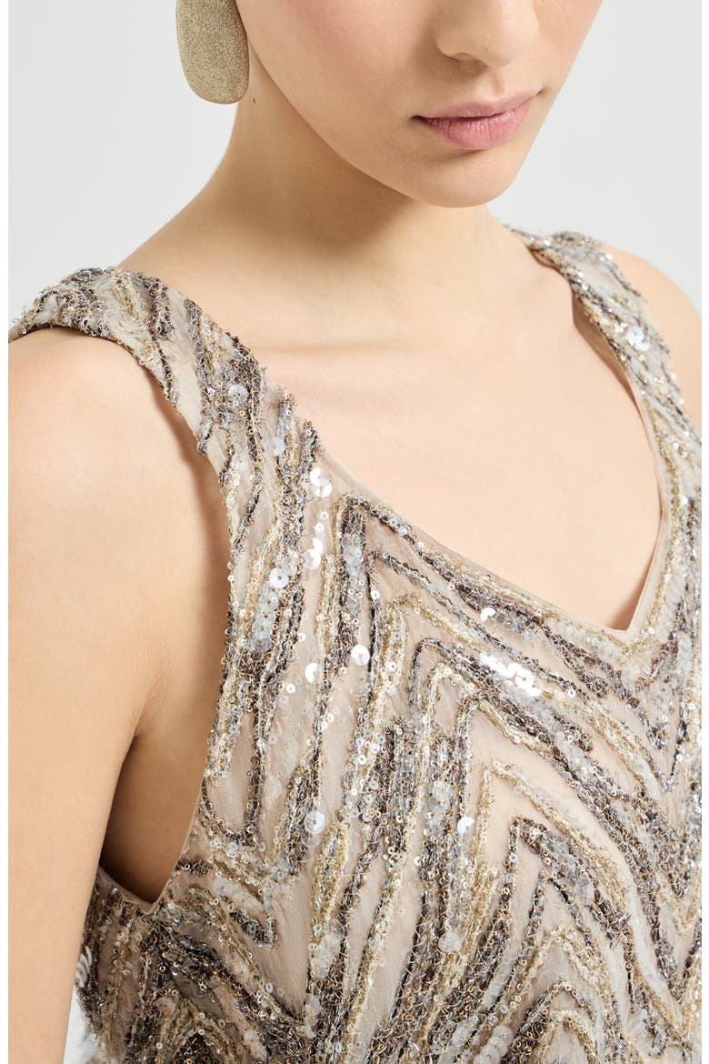 Crispy silk top, Alternate, color, Beige