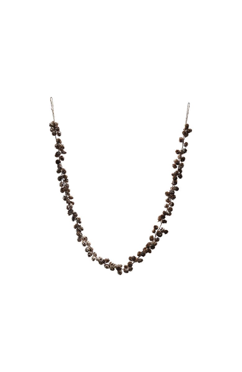 Storied Home Pinecone Garland with Glitter and Jute Cord, Natural, Main, color, 