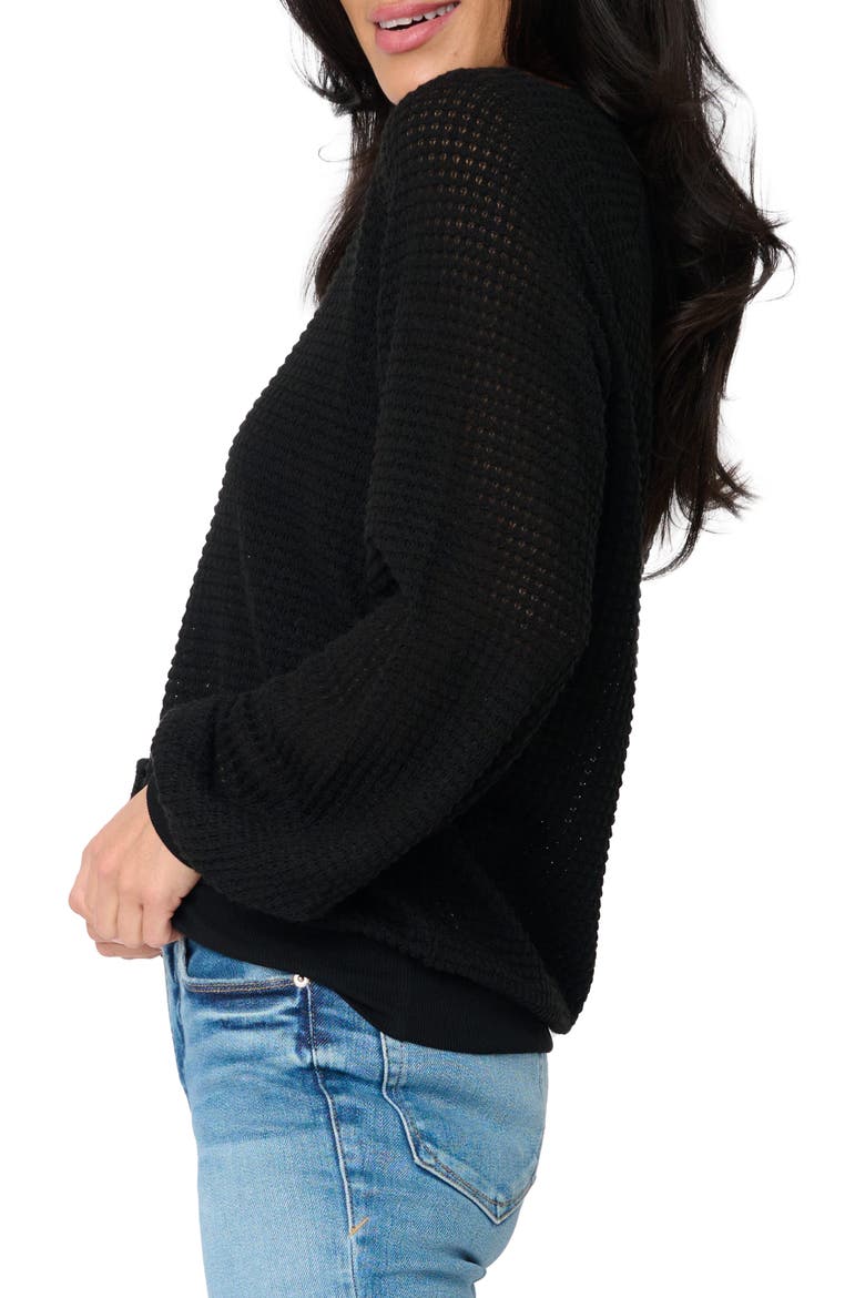 Courtside Open Stitch Sweater, Alternate, color, BLACK
