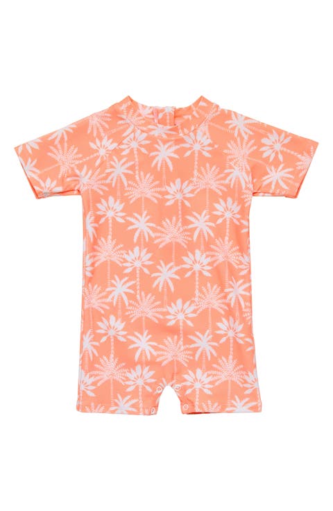 Cali Palms Short Sleeve One-Piece Rashguard Swimsuit
