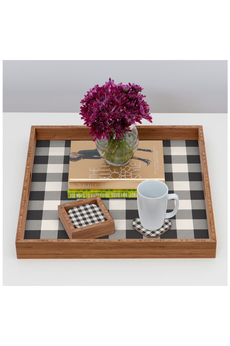 Gingham Set of 4 Coasters, Alternate, color, BLUE