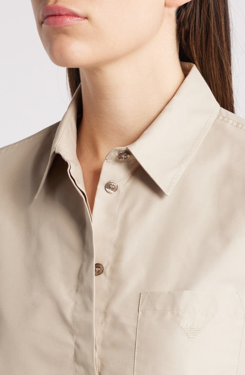 Emporio Armani Crop Poplin Button-Up Shirt, Alternate, color, 