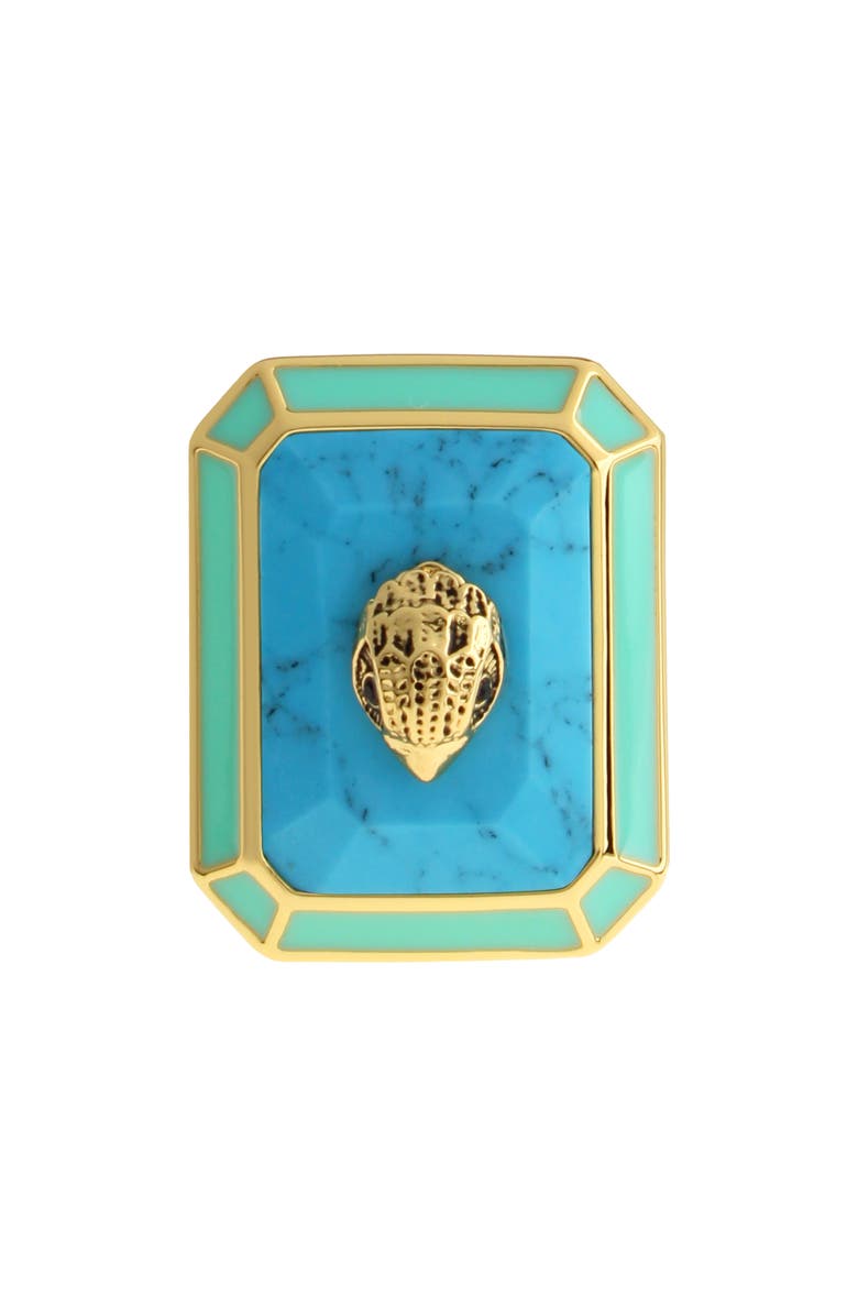 Kurt Geiger London Eagle Head Crystal Cocktail Ring, Alternate, color, Turquoise
