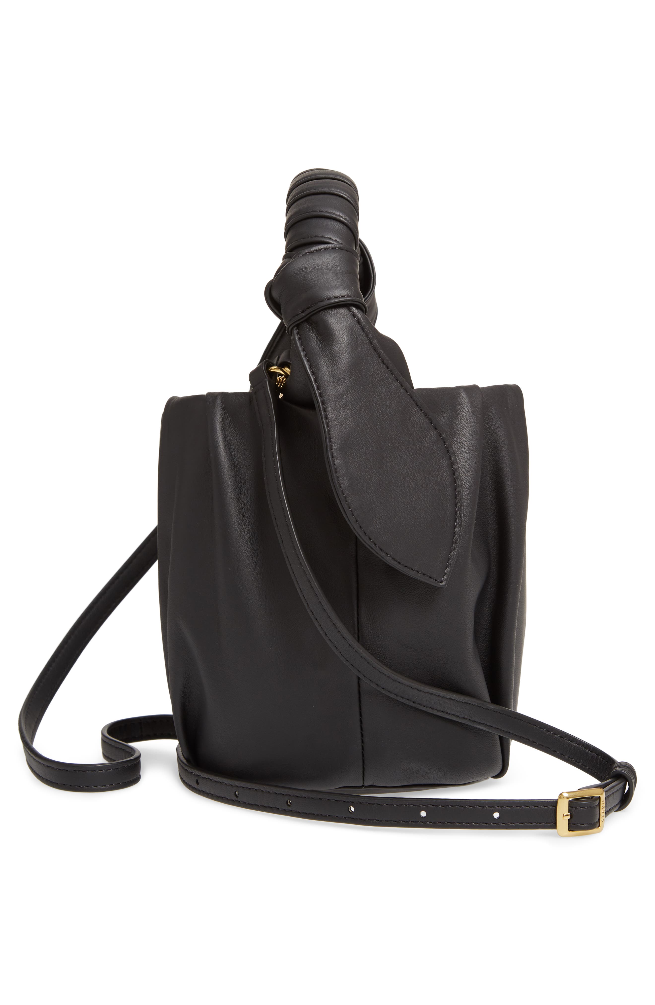 STAUD Dani Pleated Leather Top Handle Bucket Bag, Alternate, color, 