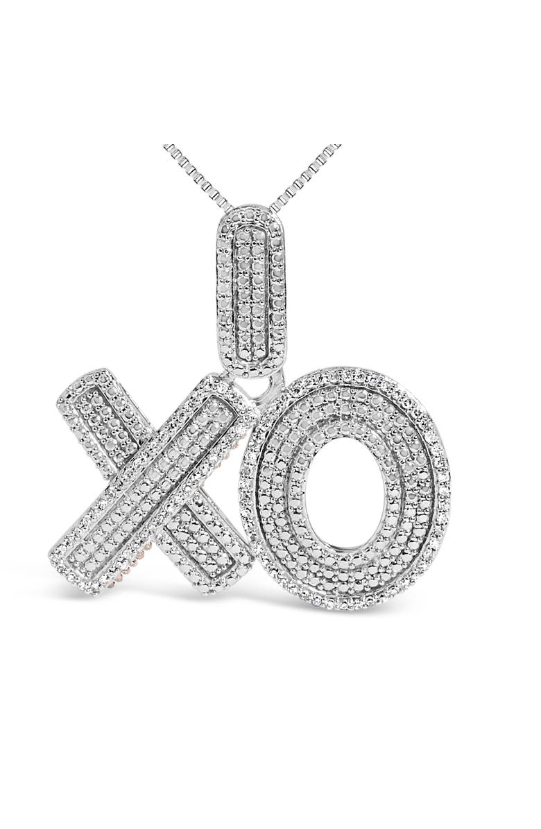 Haus of Brilliance Sterling Silver 1/4 Cttw Diamond Pavé XO Pendant Necklace, Alternate, color, Silver
