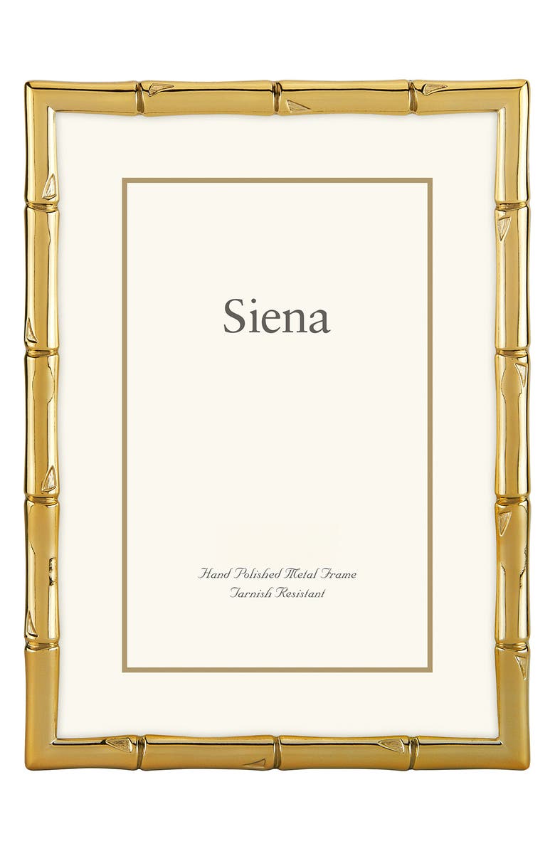 Siena Goldtone Bamboo Design 4" x 6" Picture Frame, Main, color, Gold