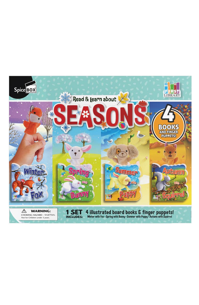First Library Four Seasons 4 Diecut Board Books With Finger Puppets, Alternate, color, Multicolored