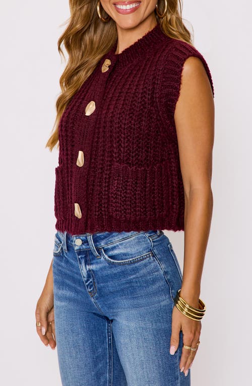 Vici Collection Daphne Hammered Button Sweater Vest In Burgundy