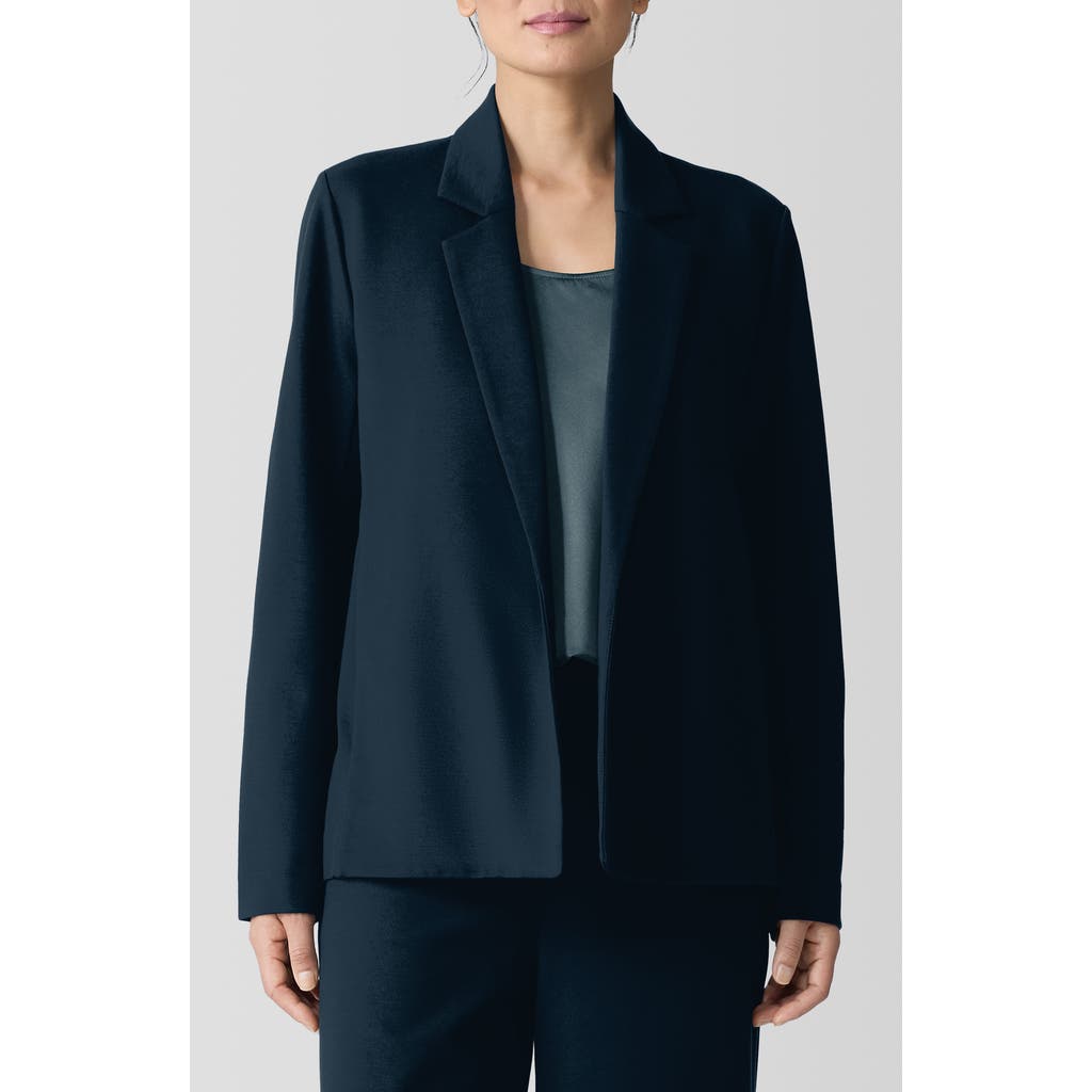 Eileen Fisher Notched Lapel Ponte Blazer In Blue