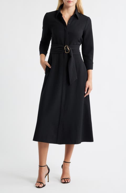 Sleeveless Midi Dres with Belt Details
