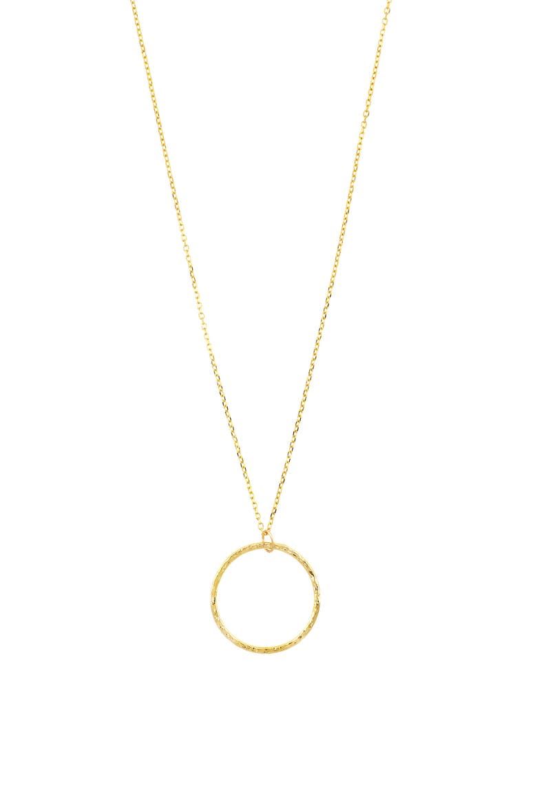 14K Gold Hammered Circle Pendant Necklace (Nordstrom Exclusive), Main, color, YELLOW GOLD