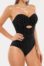 Popilush Front Twist Cutout Shaping All-in-One Shapewear Swimsuit
