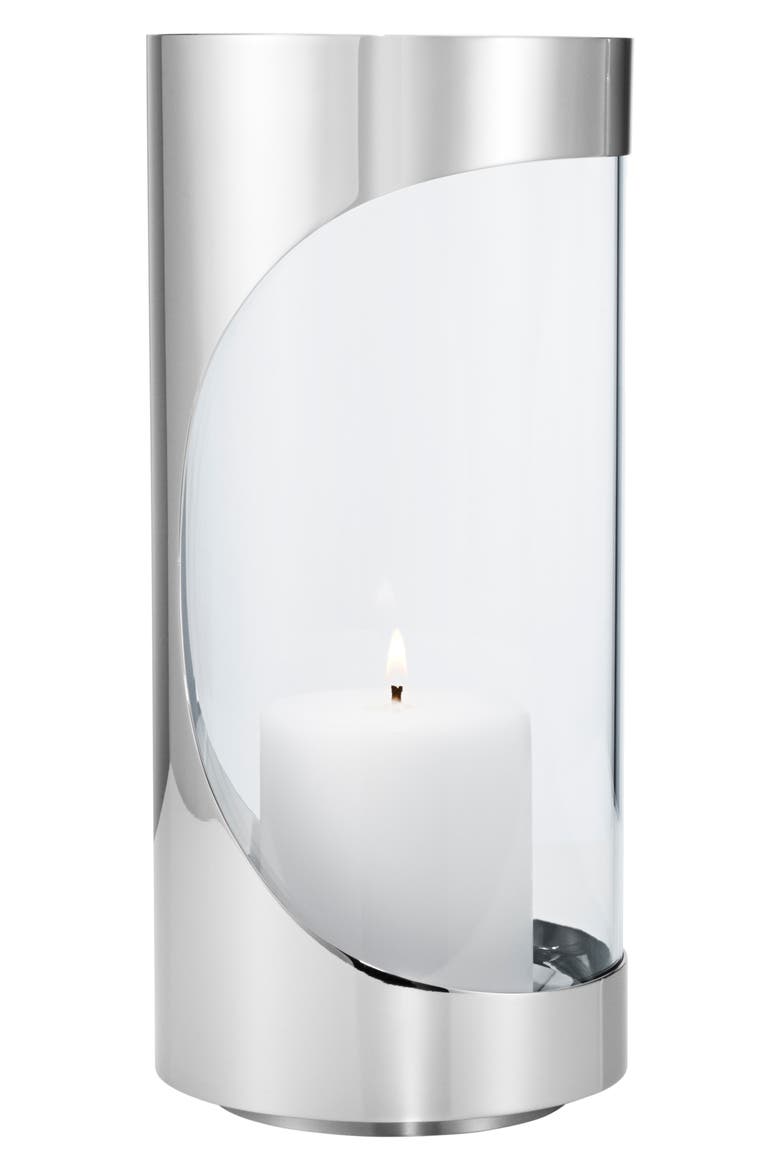 Chrome Contours Medium Hurricane Candle Holder, Main, color, NO COLOR