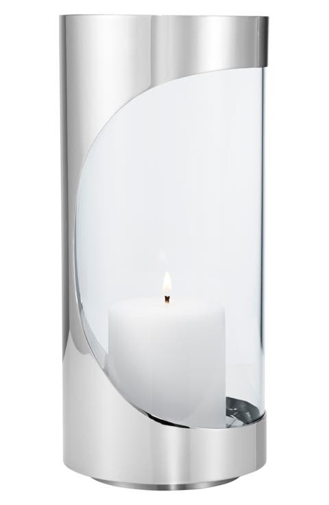 Chrome Contours Medium Hurricane Candle Holder