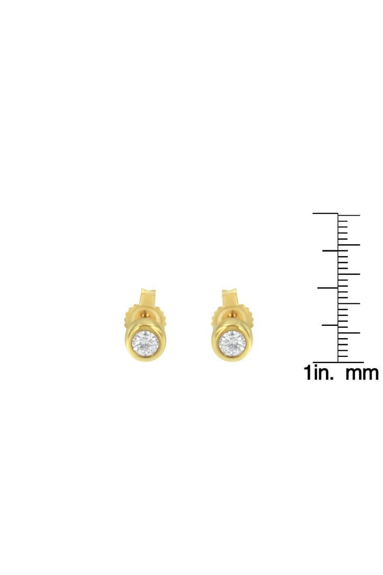10K Gold 1/7 Ct Round Diamond Bezel- Stud Earrings, Alternate, color, Yellow