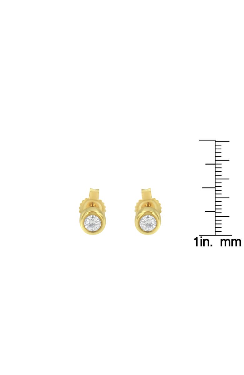 Haus of Brilliance 10K Gold 1/7 Ct Round Diamond Bezel- Stud Earrings, Alternate, color, Yellow