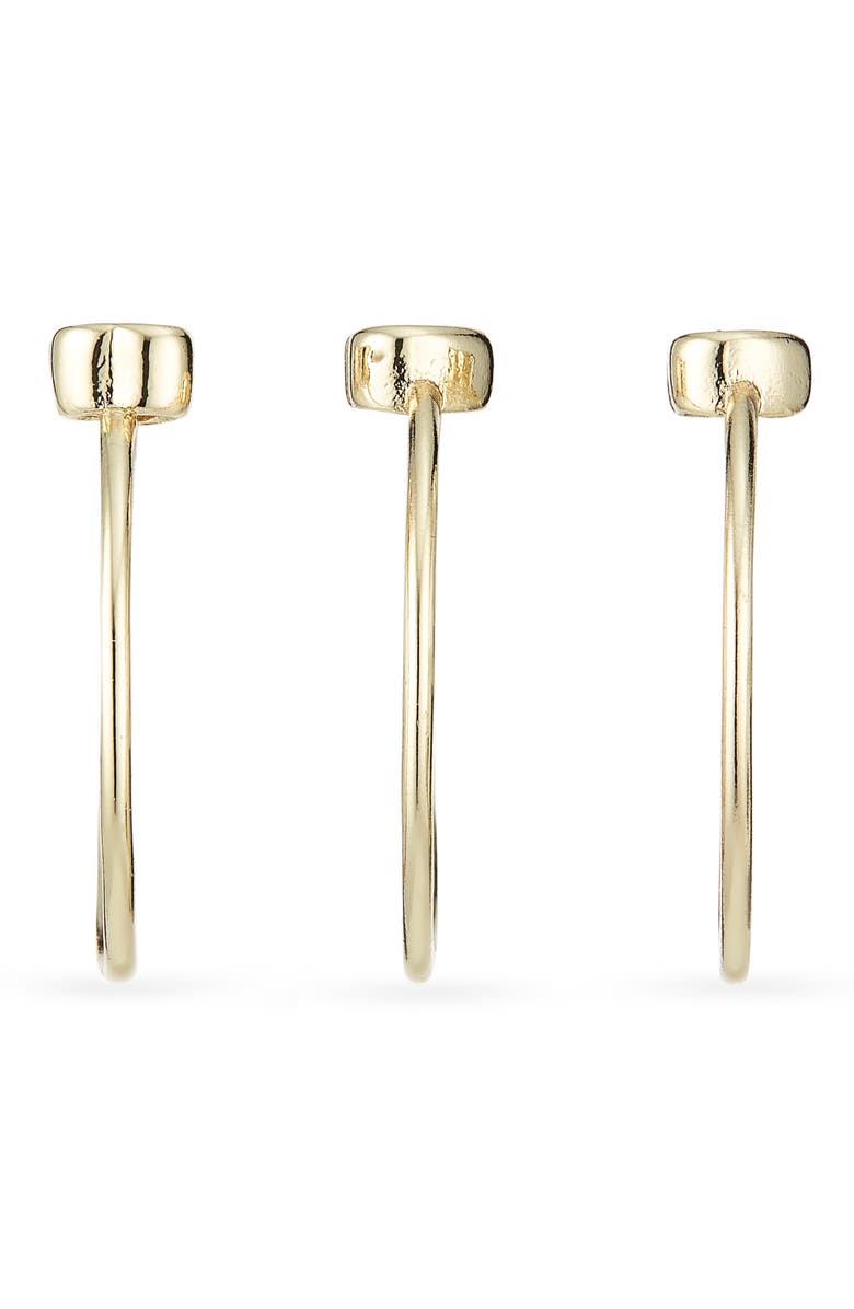 NORDSTROM RACK Set of 3 Cubic Zirconia Heart Rings, Alternate, color, Clear- Gold