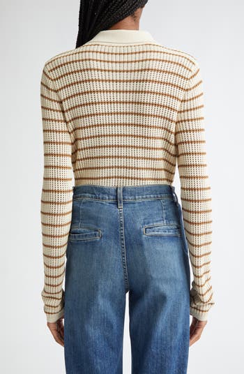 Viola Stripe Long Sleeve Polo Sweater