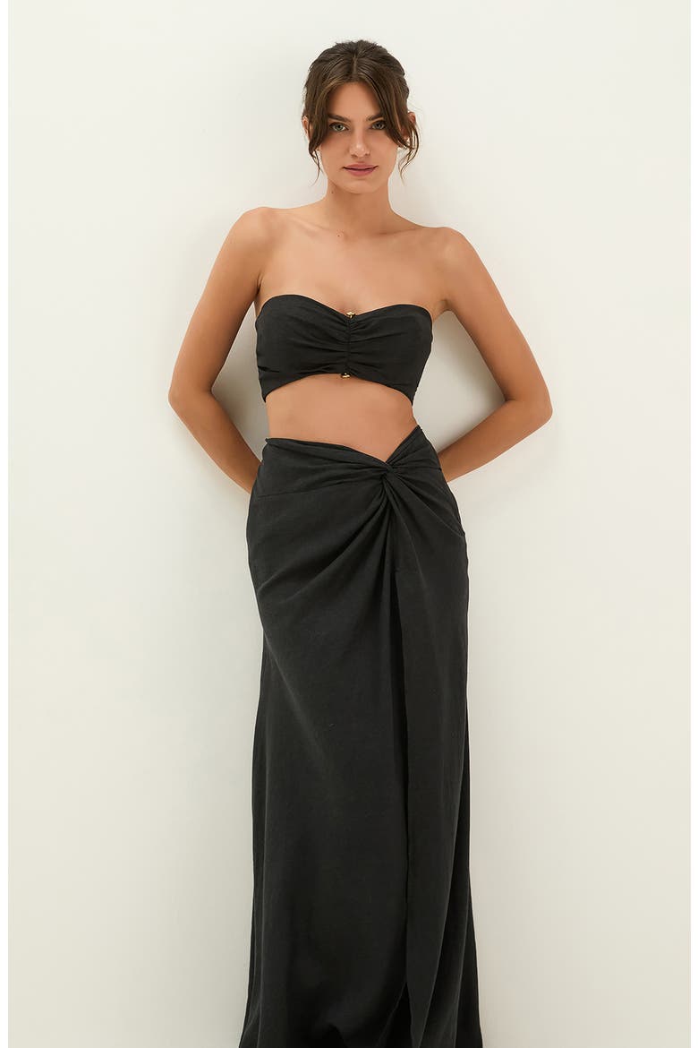 Sirene Linen Blend Cover-Up Midi Skirt, Alternate, color, BLACK