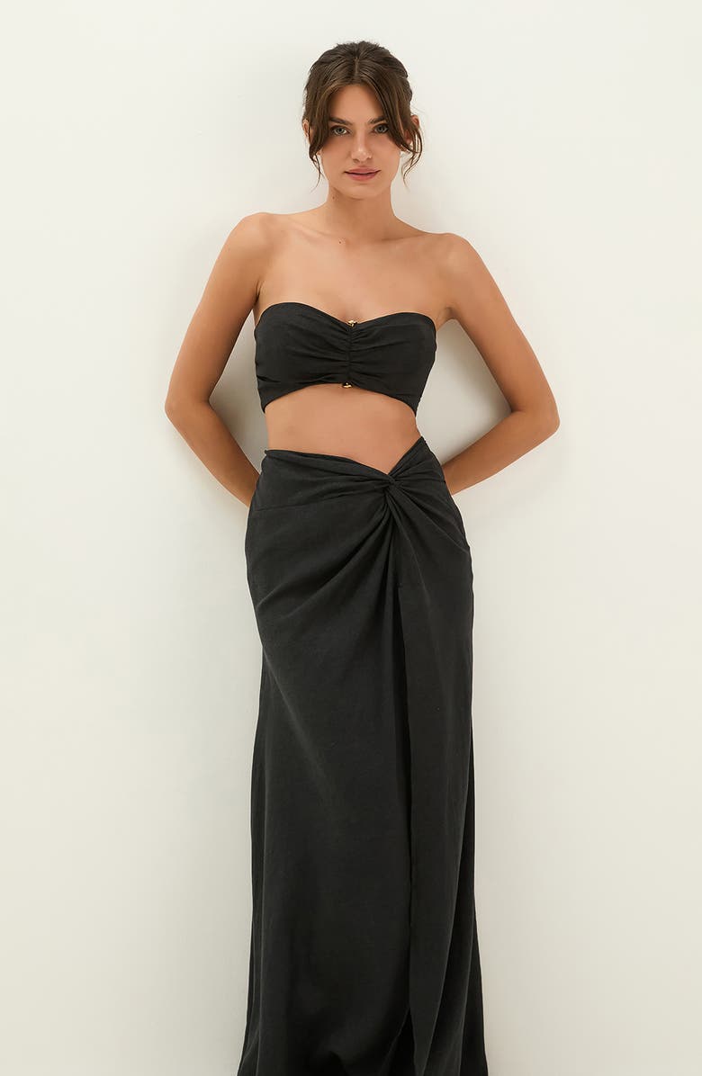 ViX Paula Hermanny Sirene Linen Blend Cover-Up Midi Skirt, Alternate, color, Black