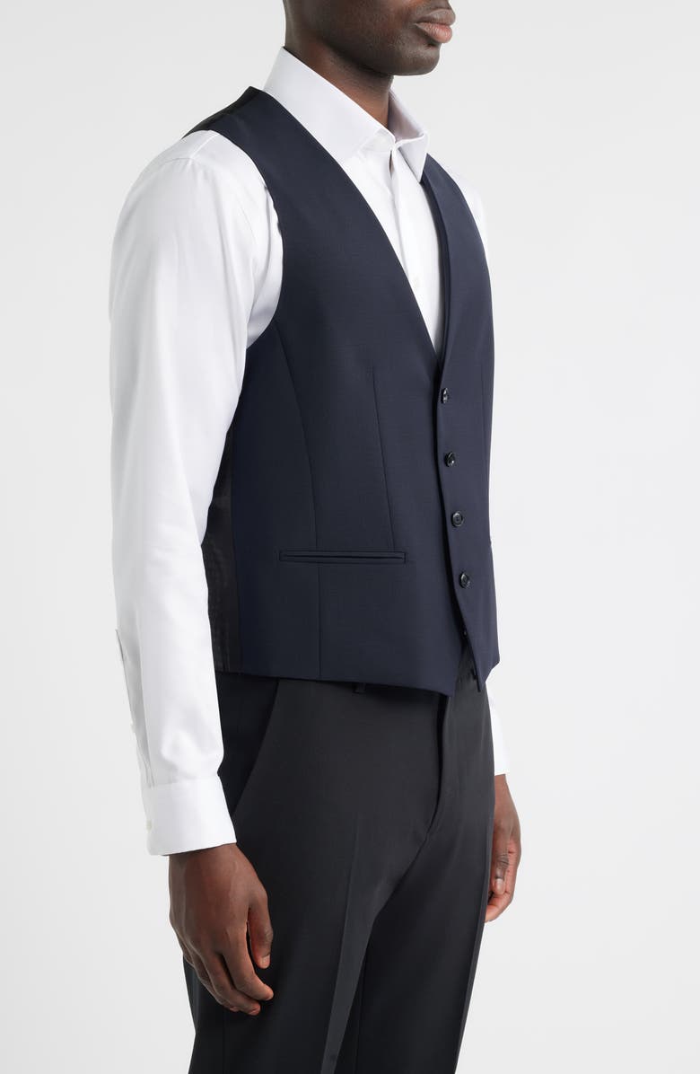BOSS Houston Slim Fit Dark Navy Virgin Wool Suit Vest, Alternate, color, Dark Blue