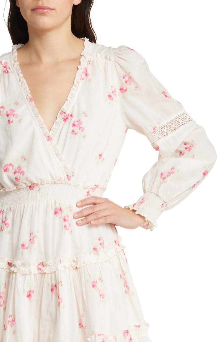 LoveShackFancy Spruce Floral Long Sleeve Cotton Minidress, Alternate, color,