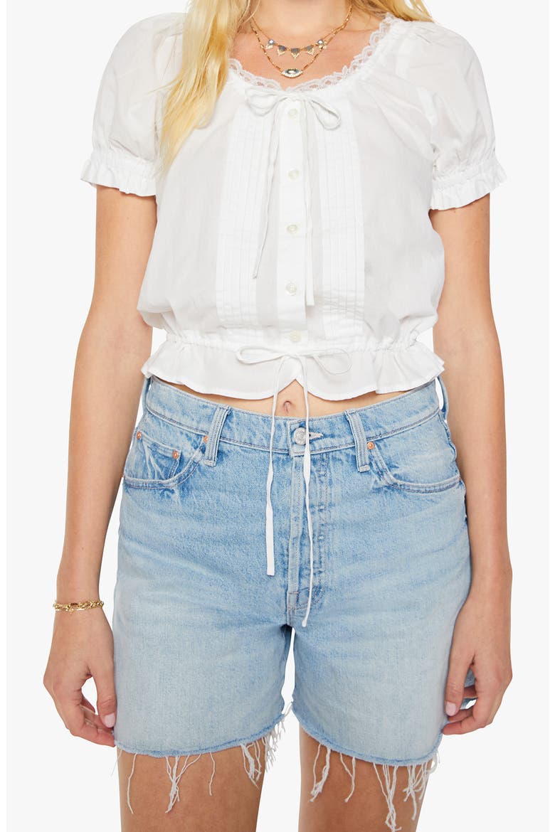 The Love Letter Cotton Drawstring Waist Shirt, Main, color, WHITE