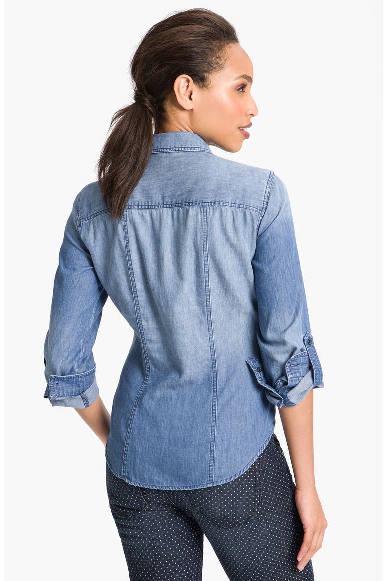 Roll Sleeve Denim Shirt, Alternate, color, DENIM