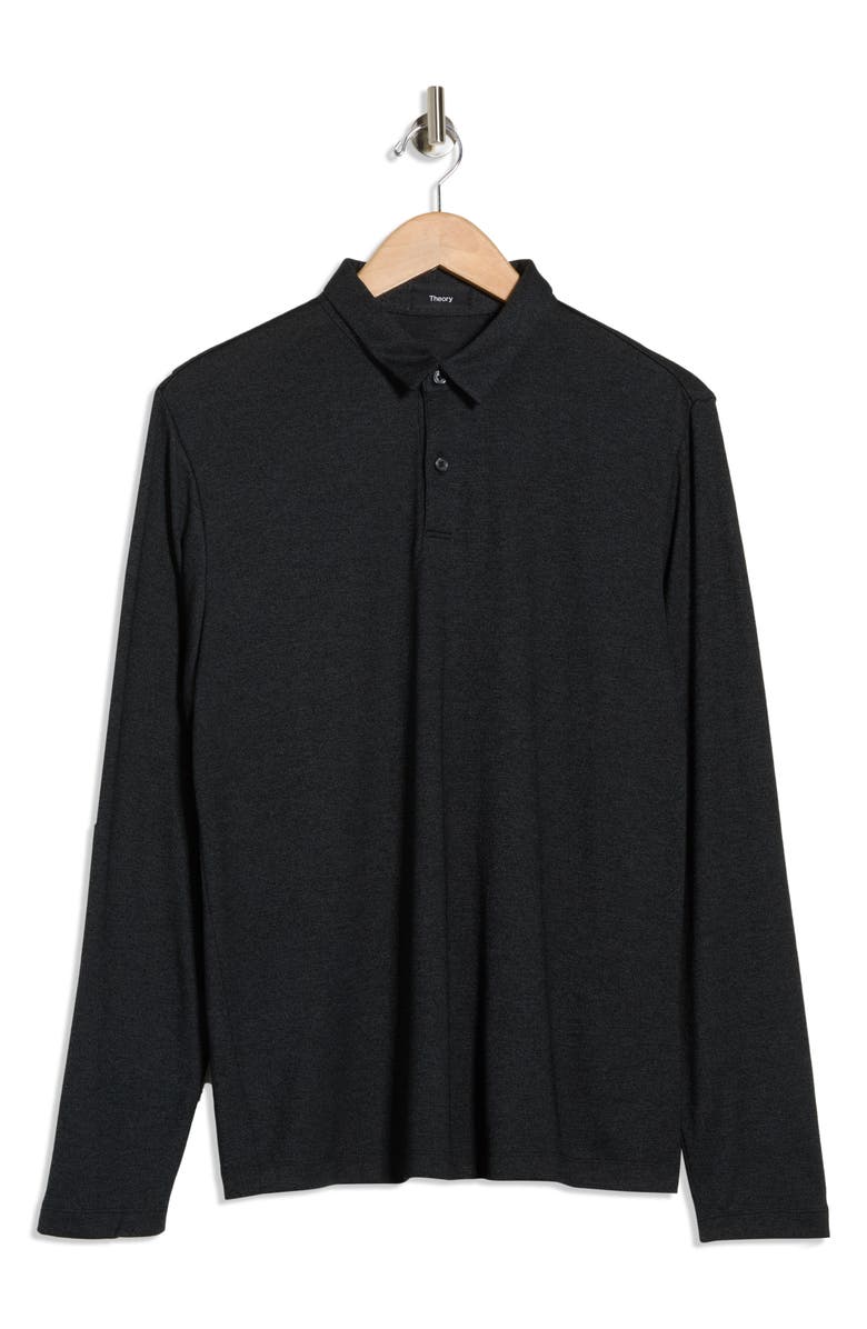 Theory Bron Long Sleeve Jersey Polo, Alternate, color, Black