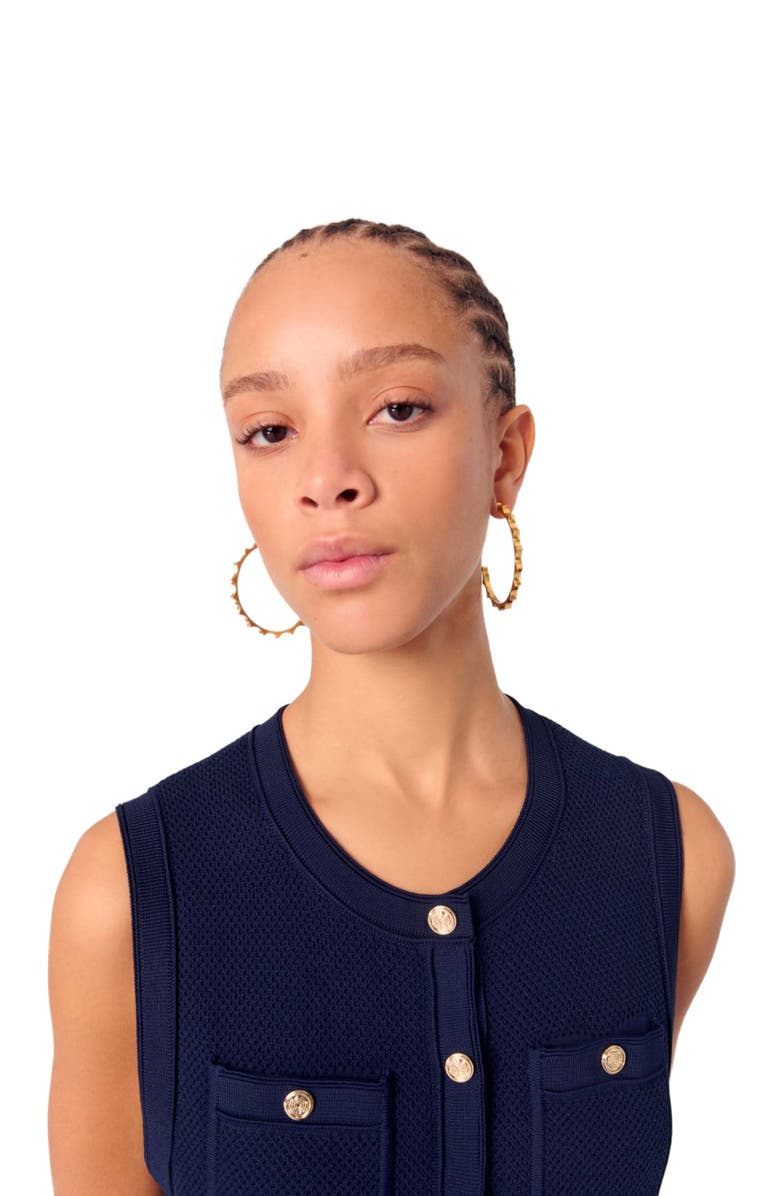 maje Pleated knit maxi dress, Alternate, color, 